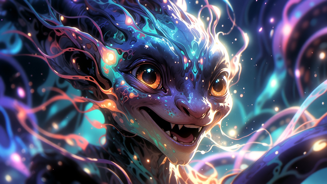Ilustración mística de un portal dimensional con luces vibrantes y energía cósmica.