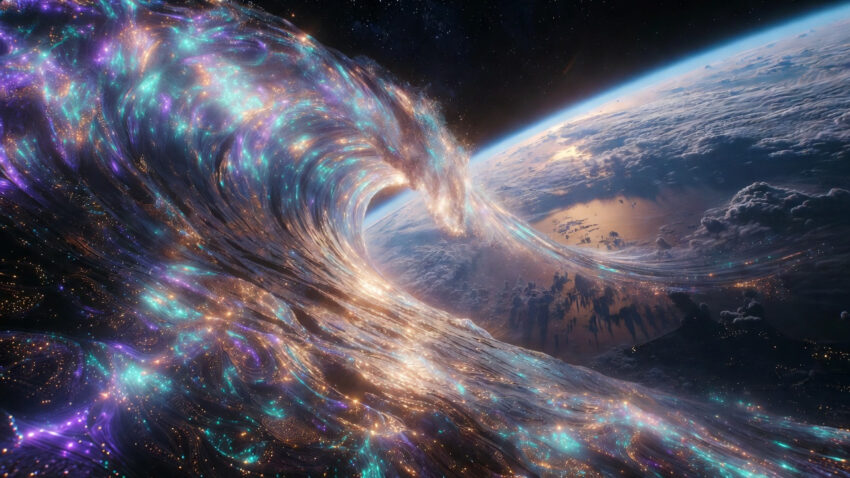 La Gran Ola de energía de alta frecuencia envolviendo la Tierra durante el proceso de Ascenso cuántico.